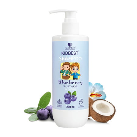 Healthbest Gentle Cleansing Blueberry Shampoo For Kids Tear-Free | Paraben-Free | Sls-Free - 200 Ml