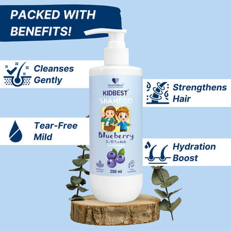 Healthbest Gentle Cleansing Blueberry Shampoo For Kids Tear-Free | Paraben-Free | Sls-Free - 200 Ml