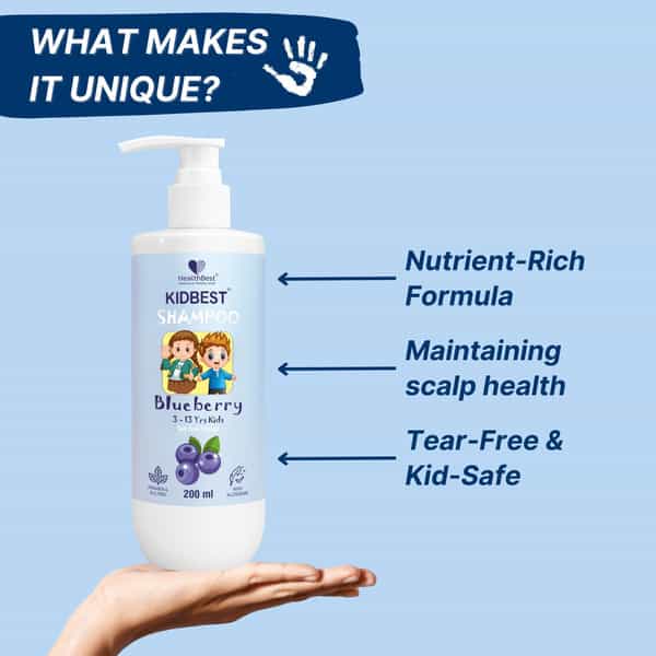 Healthbest Gentle Cleansing Blueberry Shampoo For Kids Tear-Free | Paraben-Free | Sls-Free - 200 Ml