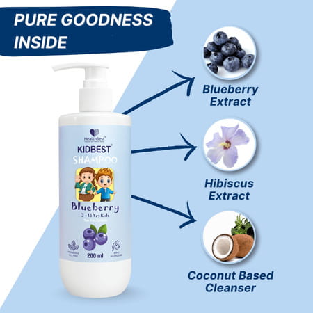 Healthbest Gentle Cleansing Blueberry Shampoo For Kids Tear-Free | Paraben-Free | Sls-Free - 200 Ml