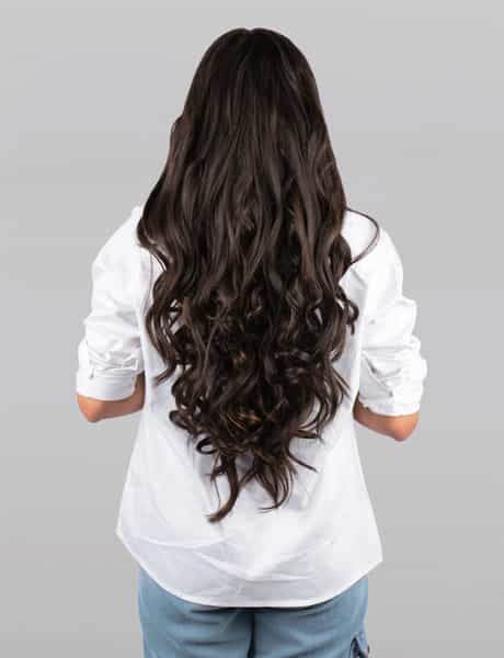 Streak Street Clip-In 24" Step Curl Dark Brown Hair Extensions With Golden Highlights