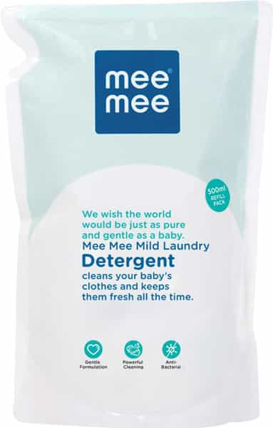 Mee Mee Mild Baby Liquid Laundry Detergent Bottle (500Ml) With Refill Pack (500Ml)