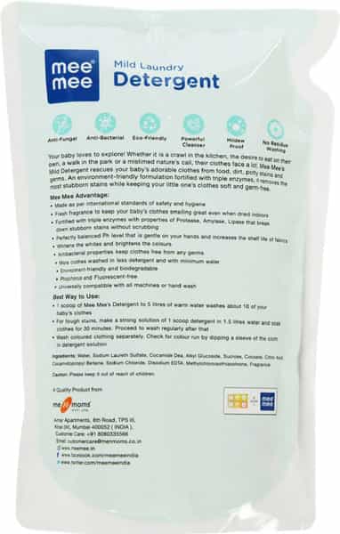 Mee Mee Mild Baby Liquid Laundry Detergent Bottle (500Ml) With Refill Pack (500Ml)