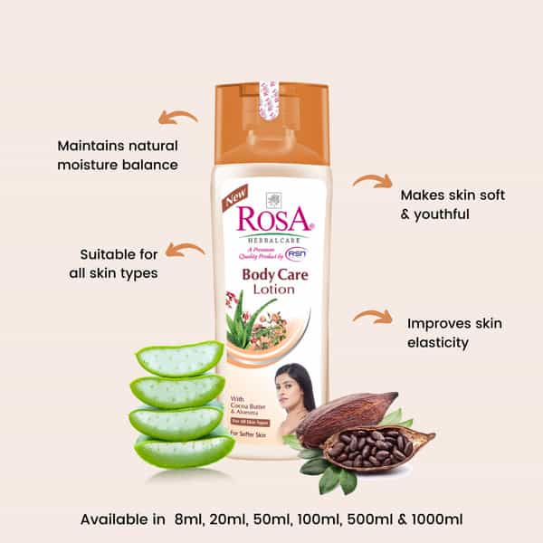 Rosa Body Care Lotion With Cocoa Butter & Vitamin- E L Non- Greasy Moisturising Lotion I 1000Ml