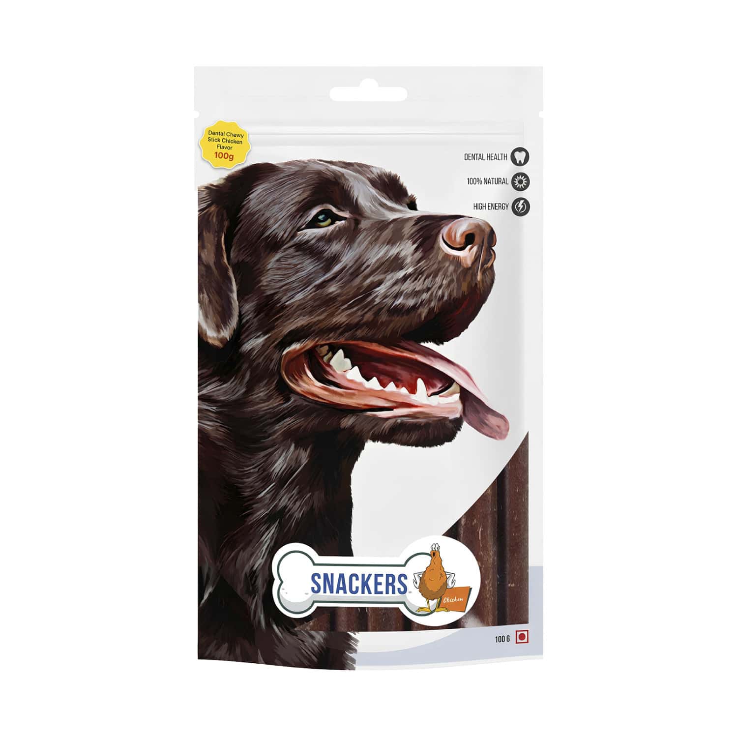 Snackers Dental Chew Stick Chicken Dog Treats | 100 G