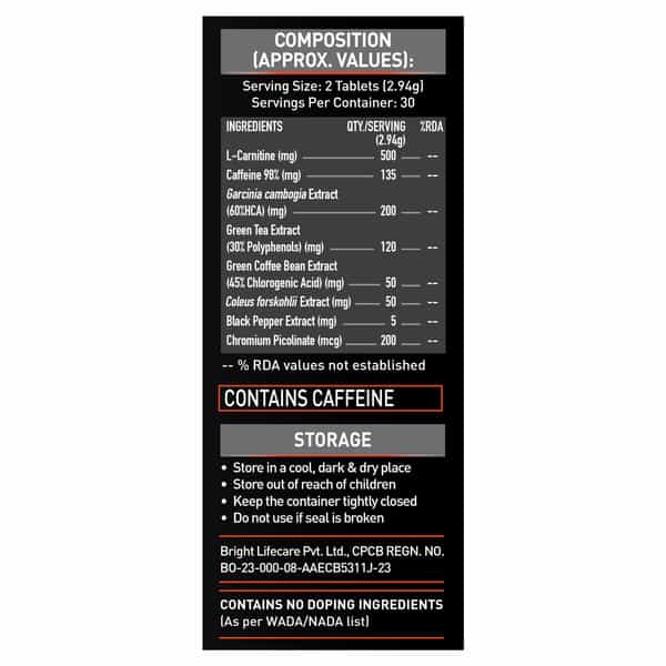 Muscleblaze Mb-Burner Pro (60 Tabs) | Fat Burn Blend With Carnitine | Caffeine | Green Tea