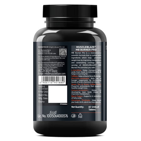 Muscleblaze Mb-Burner Pro (60 Tabs) | Fat Burn Blend With Carnitine | Caffeine | Green Tea