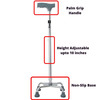 Besafe Forever Walking Stick 4 Leg For Patients | Adjustable | Aluminum | Grey