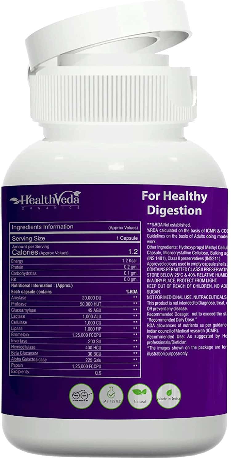 Buy HEALTH VEDA ORGANICS DIGESTIVE ENZYME CAPSULES, 60 VEG CAPSULES