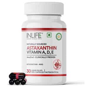Inlife Astaxanthin 4mg With Vitamins A D3 E Antioxidant Eye & Skin Health - 30 Capsules