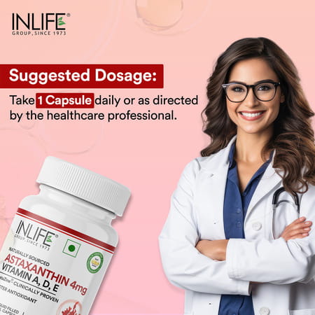 Inlife Astaxanthin 4 Mg Supplement | 30 Liquid Filled Vegetarian Capsules