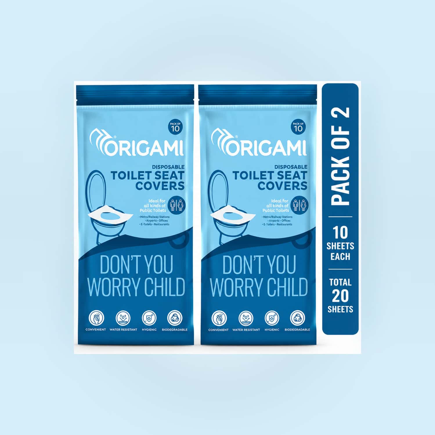 Origami Disposable Toilet Seat Cover | 42cm X 36cm | 10n ( Pack Of 2)