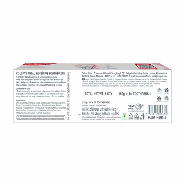Colgate Total Sensitive Toothpaste With Premium Toothbrush 150 Gm
