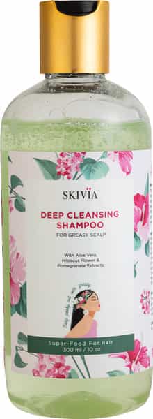 Skivia Deep Cleansing Shampoo With Vitamin E & Aloe Vera - 300Ml|Removes Excess Oil, Dirt & Impurity