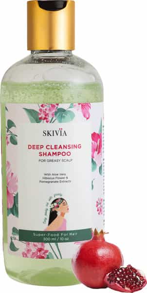 Skivia Deep Cleansing Shampoo With Vitamin E & Aloe Vera - 300Ml|Removes Excess Oil, Dirt & Impurity