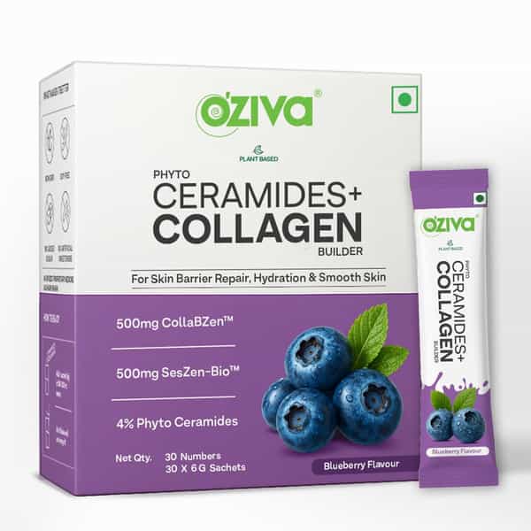 Oziva Phyto Ceramide+ Collagen For Skin Barrier Repair - Blueberry 30 Sachet