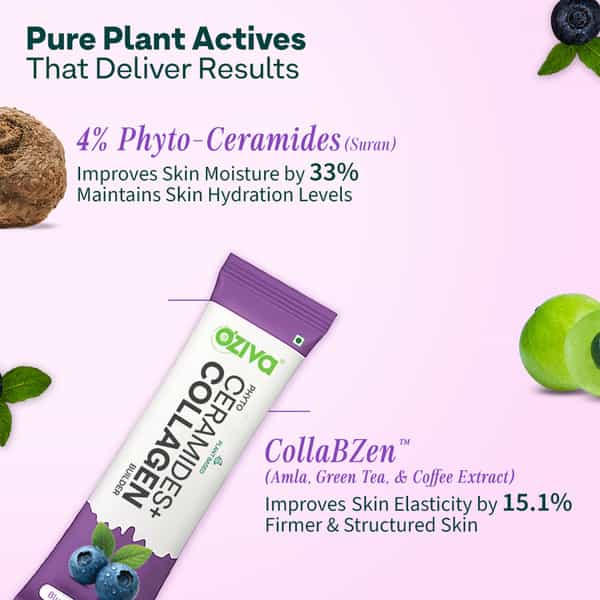 Oziva Phyto Ceramide+ Collagen For Skin Barrier Repair - Blueberry 30 Sachet