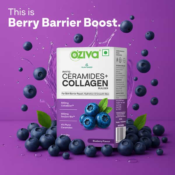 Oziva Phyto Ceramide+ Collagen For Skin Barrier Repair - Blueberry 30 Sachet
