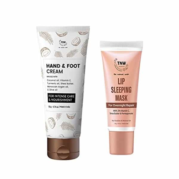 Tnw The Natural Wash Hand & Foot Cream And Lip Sleeping Mask | Skin And Lip Care Combo