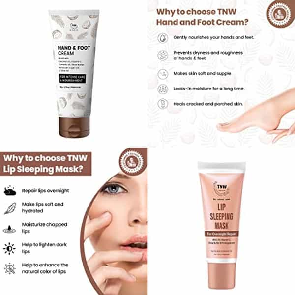 Tnw The Natural Wash Hand & Foot Cream And Lip Sleeping Mask | Skin And Lip Care Combo