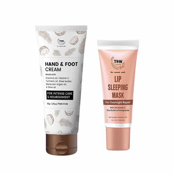 Tnw The Natural Wash Hand & Foot Cream And Lip Sleeping Mask | Skin And Lip Care Combo