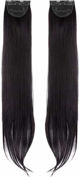 Streak Street Clip-In 24" Straight Natural Black Side Patches (2Pcs Set)