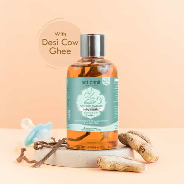 Nat Habit Balamool Sunthi Pure Baby Maahu | Winter Massage Oil | Bone & Muscular Development - 100Ml
