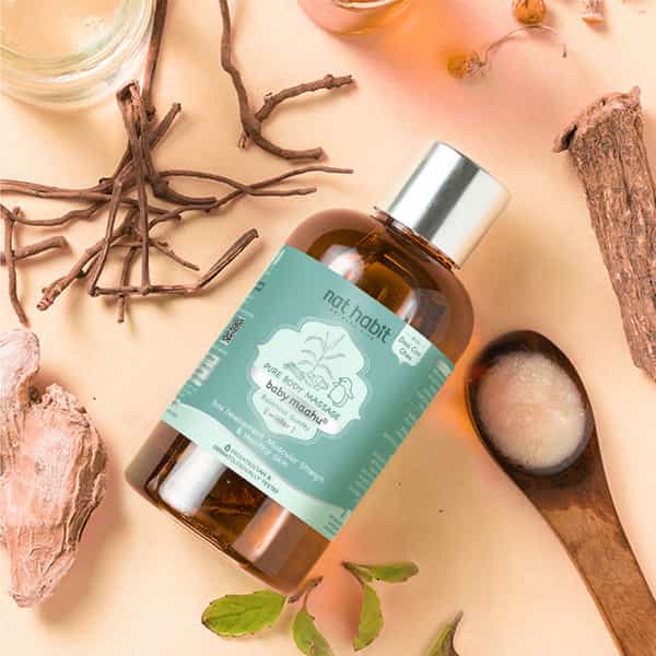 Nat Habit Balamool Sunthi Pure Baby Maahu | Winter Massage Oil | Bone & Muscular Development - 100Ml