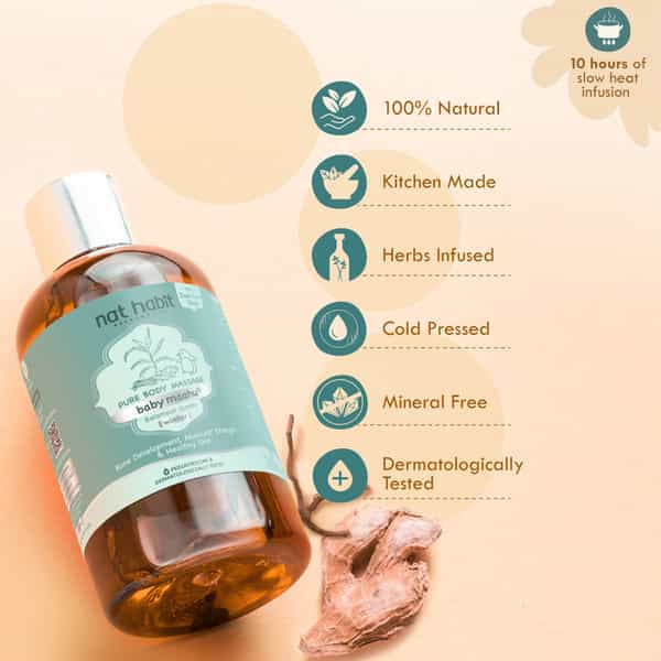 Nat Habit Balamool Sunthi Pure Baby Maahu | Winter Massage Oil | Bone & Muscular Development - 100Ml