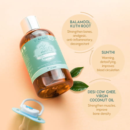 Nat Habit Balamool Sunthi Pure Baby Maahu | Winter Massage Oil | Bone & Muscular Development - 100ml