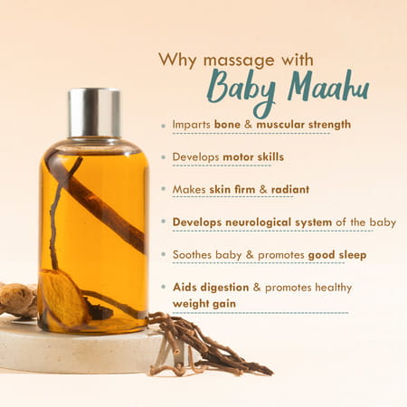 Nat Habit Balamool Sunthi Pure Baby Maahu | Winter Massage Oil | Bone & Muscular Development - 100ml