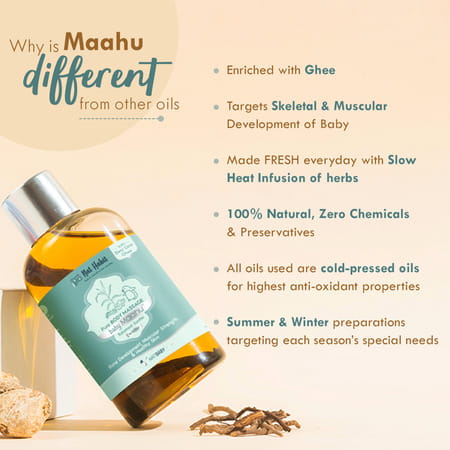 Nat Habit Balamool Sunthi Pure Baby Maahu | Winter Massage Oil | Bone & Muscular Development - 100ml