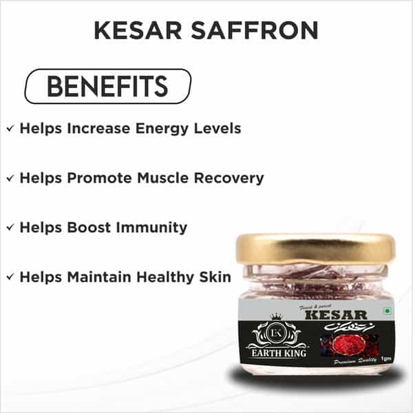 Earth King Saffron Thread Kesar/ Keshar/ Zafran /Jafran (A++ Grade) - 1Gm