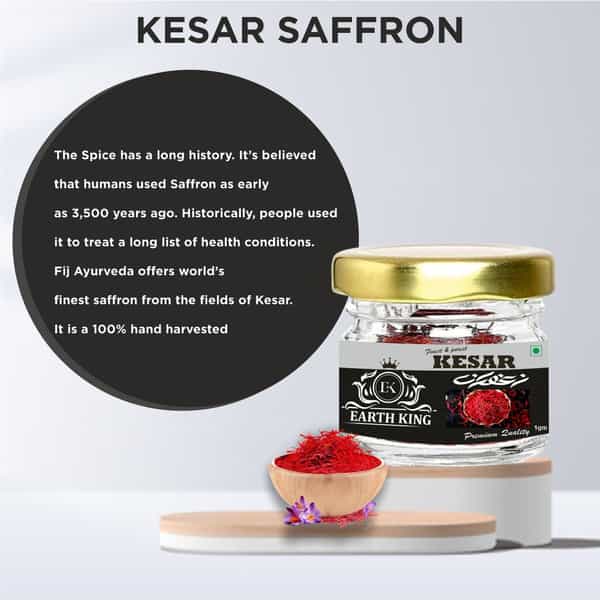 Earth King Saffron Thread Kesar/ Keshar/ Zafran /Jafran (A++ Grade) - 1Gm