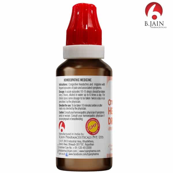 Bjain Omeo Headache Drops For Conjestive Headaches & Migraine - 30Ml