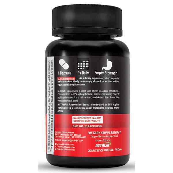 Nutrija Rauwolscine - Alpha Yohimbine 2Mg (Standardized To 90% Alpha Yohimbine) - 60 Capsules
