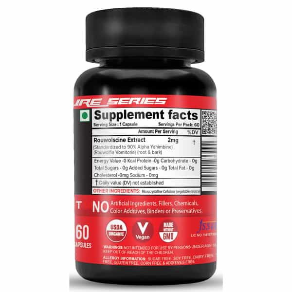 Nutrija Rauwolscine - Alpha Yohimbine 2Mg (Standardized To 90% Alpha Yohimbine) - 60 Capsules