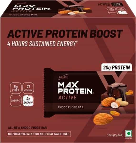 Ritebite Max Protein Active Choco Fudge Protein Bars 450G - Pack Of 6 (75G X 6)
