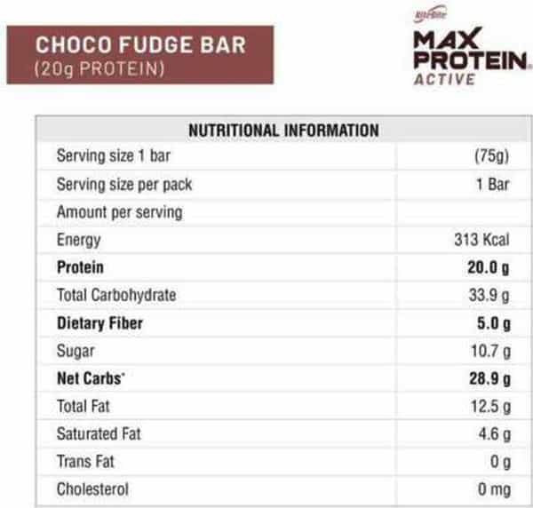 Ritebite Max Protein Active Choco Fudge Protein Bars 450G - Pack Of 6 (75G X 6)