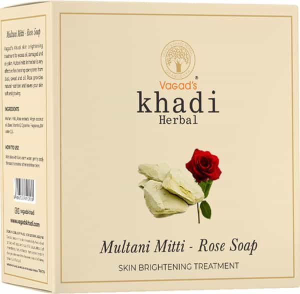 Vagad's Khadi Multani Rose Soap 100Gm | Leaves Your Skin Soft | Remove Excess Oil | Pack Of 3