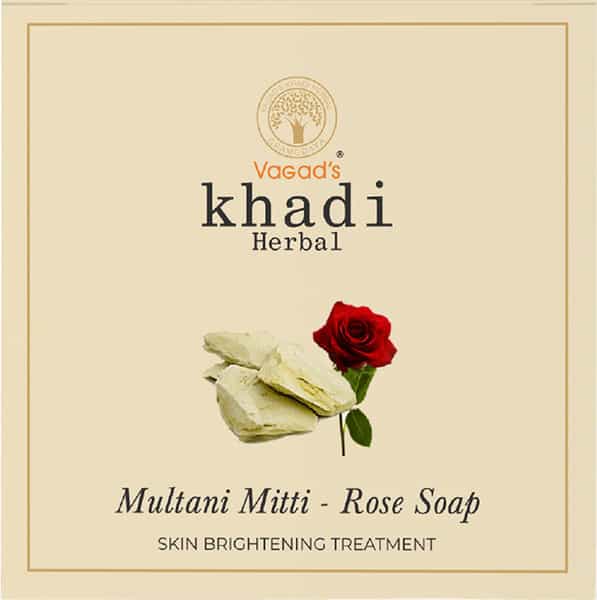 Vagad's Khadi Multani Rose Soap 100Gm | Leaves Your Skin Soft | Remove Excess Oil | Pack Of 3