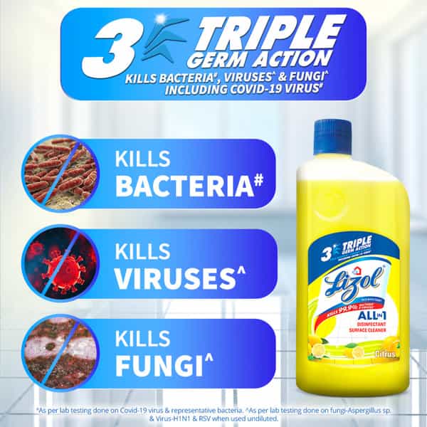Lizol Citrus Disinfectant Floor Cleaner Liquid Bottle Of 1000 Ml