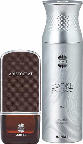 Ajmal Aristocrat Edp 75Ml Perfume For Men And Evoke Silver Edition Him Deodorant 200Ml For Men