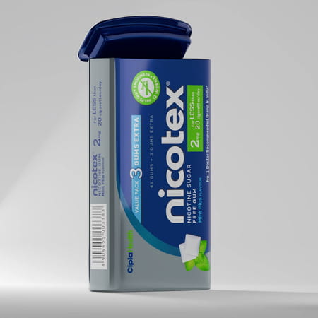 Nicotex 2mg Mint Plus Sugar Free Tin Of 44 Chewing Gums (41+3 Extra)