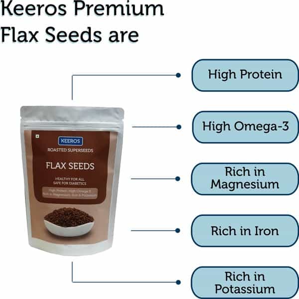Keeros Roasted Flax Seeds For Eating - 400G