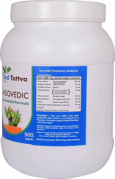 Ved Tattva Arsovedic 900 Tablets (Each 500Mg) Natural Hemorrhoid Medicine