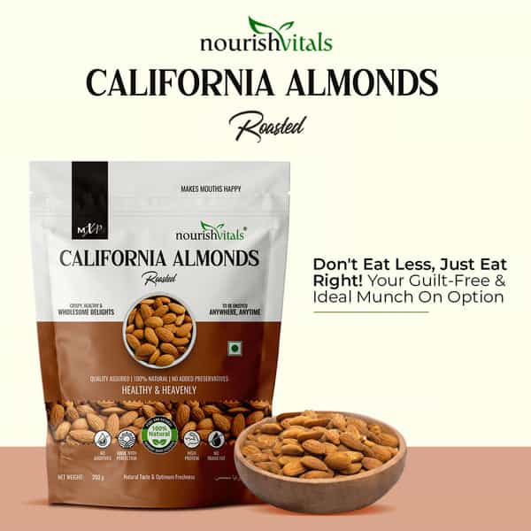 Nourishvitals Healthy Munching Combo | Barbeque Almonds + California Roasted Almonds (200Gm Each)
