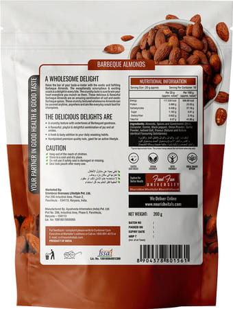 Nourishvitals Healthy Munching Combo | Barbeque Almonds + California Roasted Almonds (200gm Each)
