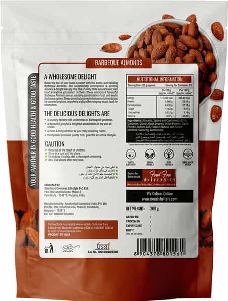 Nourishvitals Healthy Munching Combo | Barbeque Almonds + California Roasted Almonds (200Gm Each)