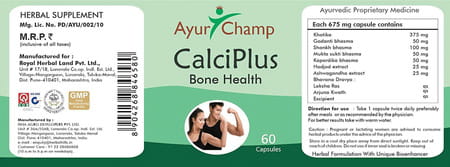Ayur Champ - Pack Of 4 -Calci Plus | Bone Health | Herbal Supplement | 60 Capsules
